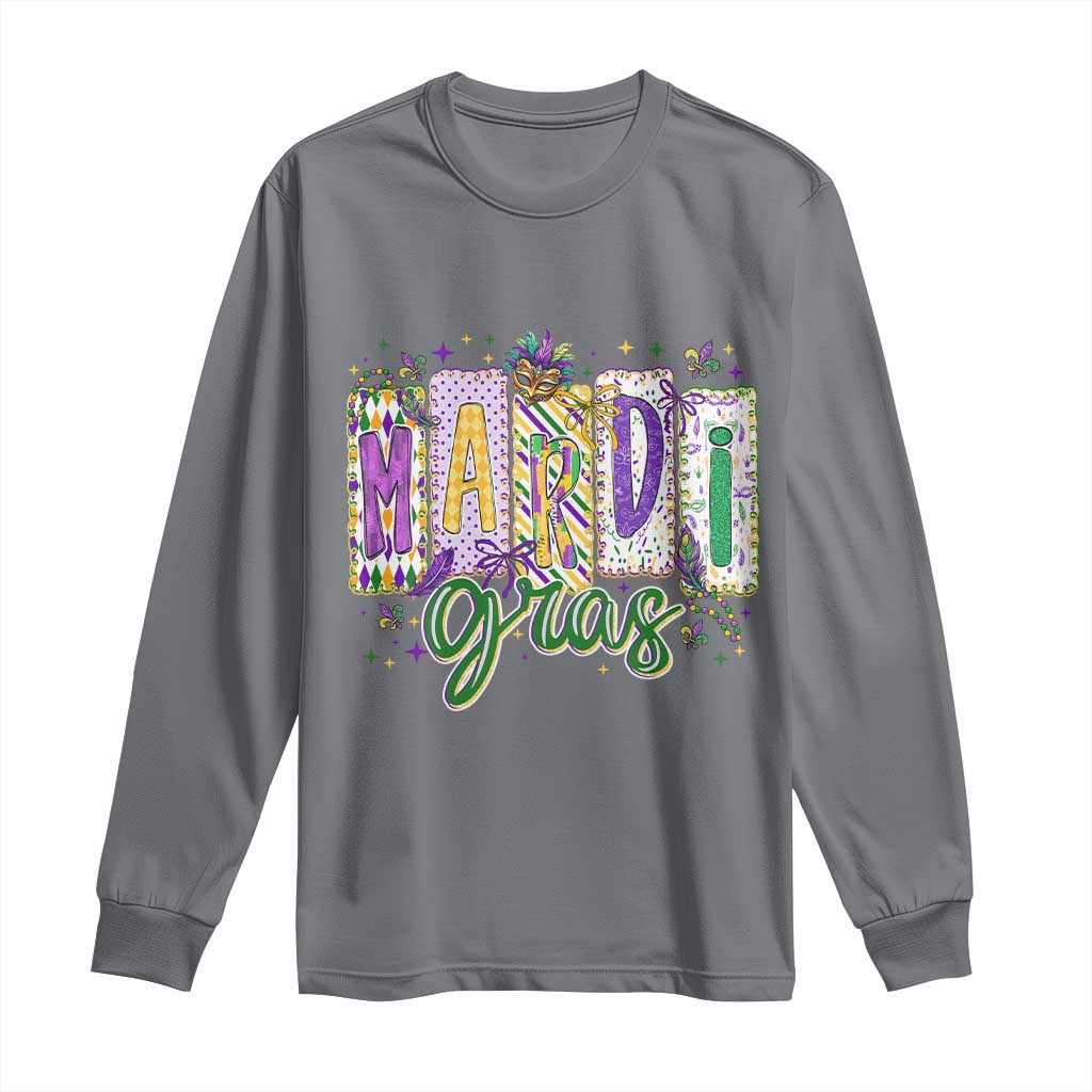 Mardi Gras Long Sleeve Shirt New Orleans Carnival Girly Fat Tuesday TS11 Charcoal Print Your Wear