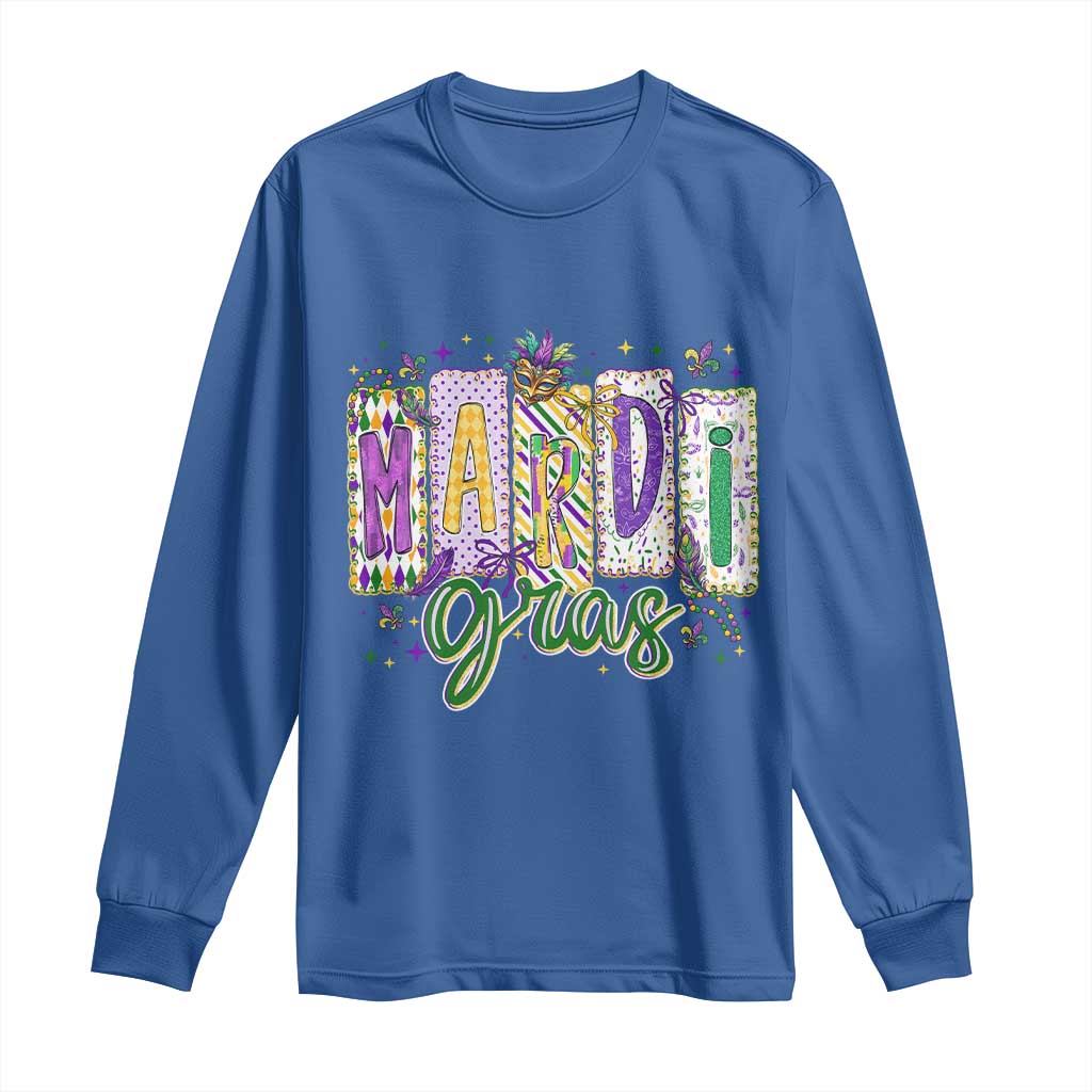 Mardi Gras Long Sleeve Shirt New Orleans Carnival Girly Fat Tuesday TS11 Royal Blue Print Your Wear