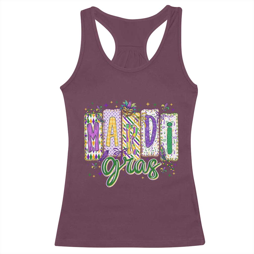 Mardi Gras Racerback Tank Top New Orleans Carnival Girly Fat Tuesday TS11 Maroon Print Your Wear