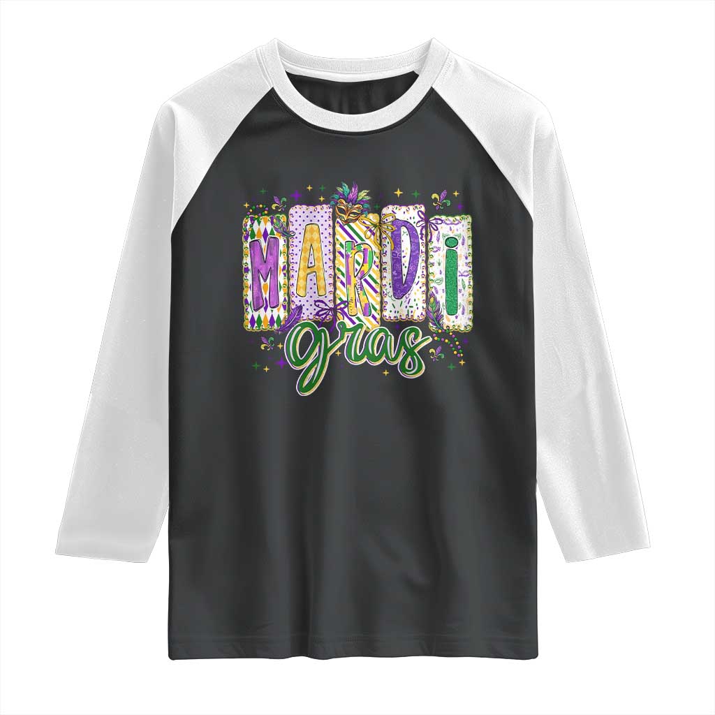 Mardi Gras Raglan Shirt New Orleans Carnival Girly Fat Tuesday TS11 Black White Print Your Wear