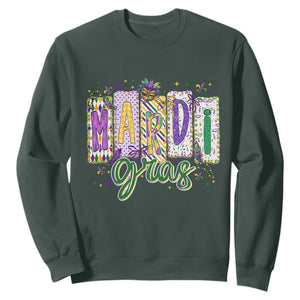 Mardi Gras Sweatshirt New Orleans Carnival Girly Fat Tuesday TS11 Dark Forest Green Print Your Wear