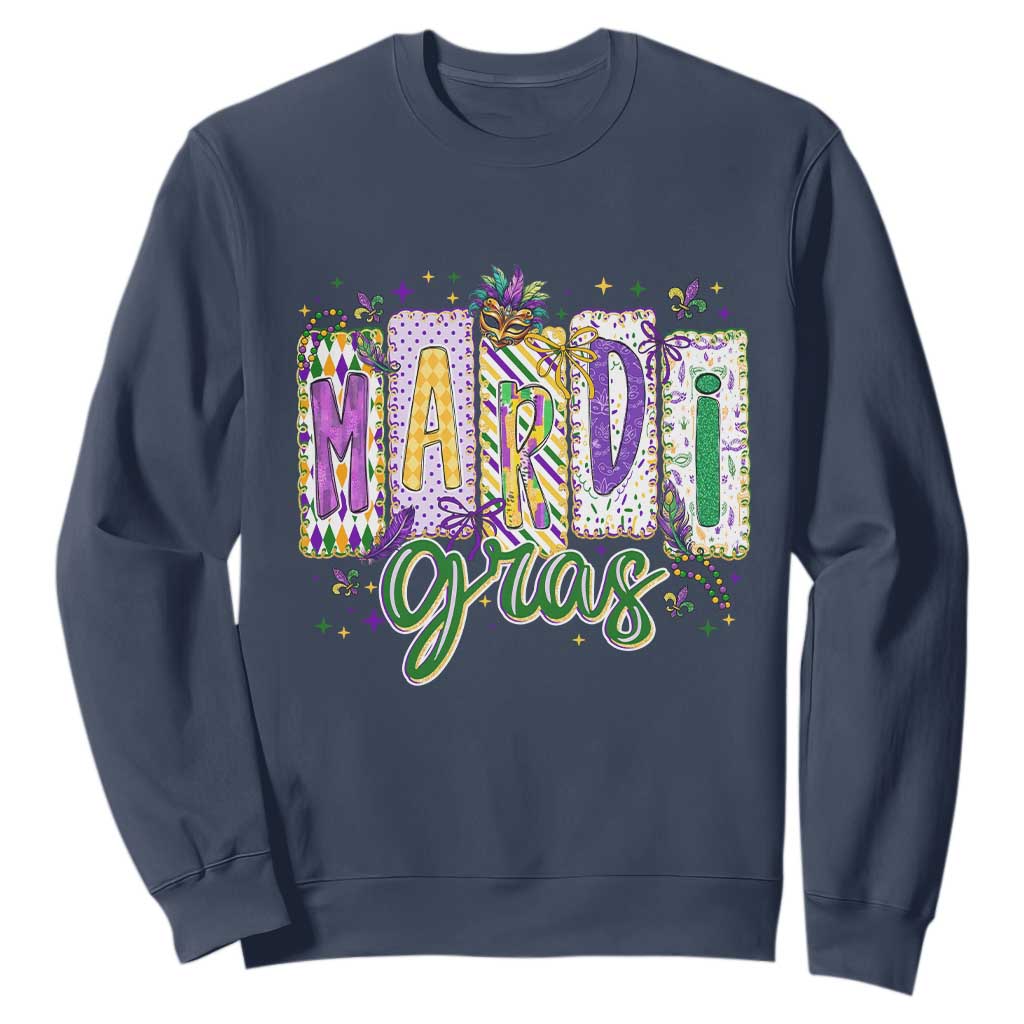 Mardi Gras Sweatshirt New Orleans Carnival Girly Fat Tuesday TS11 Navy Print Your Wear