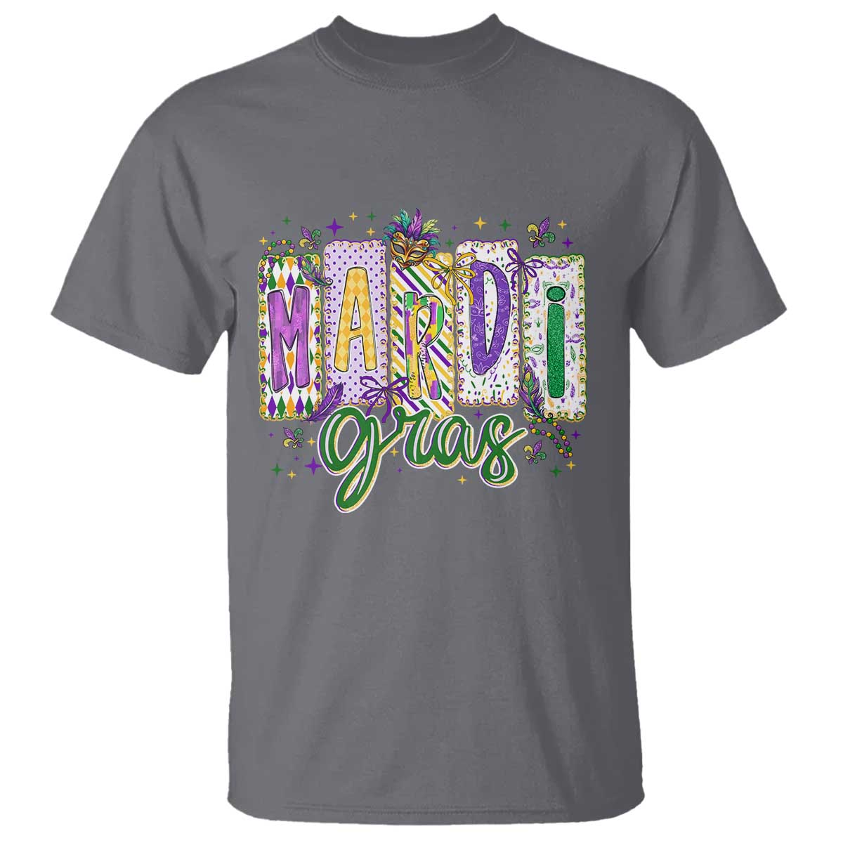 Mardi Gras T Shirt New Orleans Carnival Girly Fat Tuesday TS11 Charcoal Print Your Wear