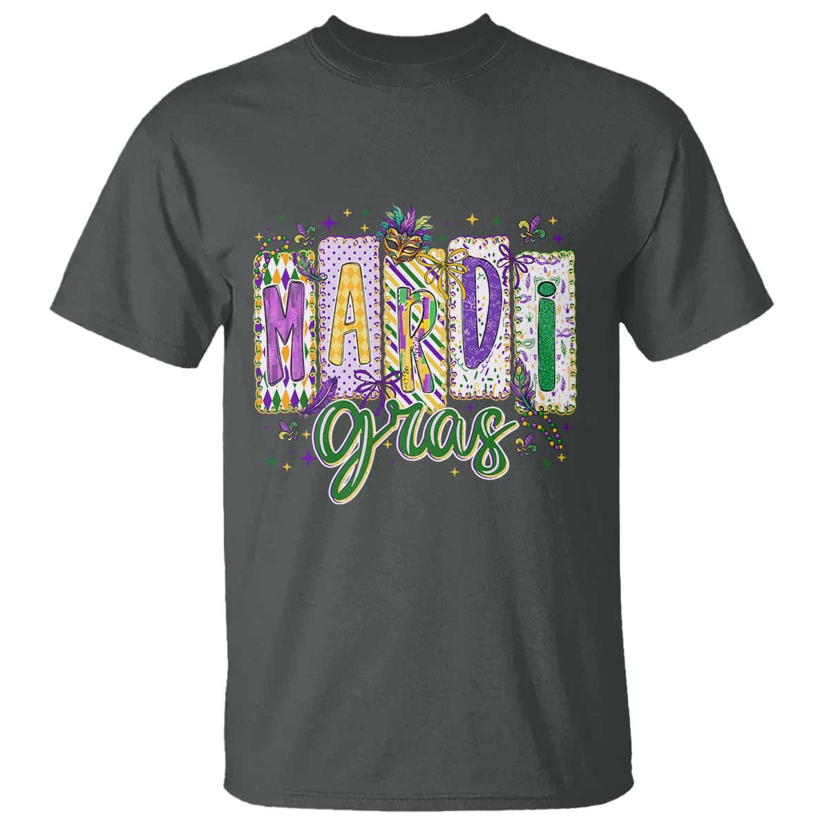 Mardi Gras T Shirt New Orleans Carnival Girly Fat Tuesday TS11 Dark Heather Print Your Wear