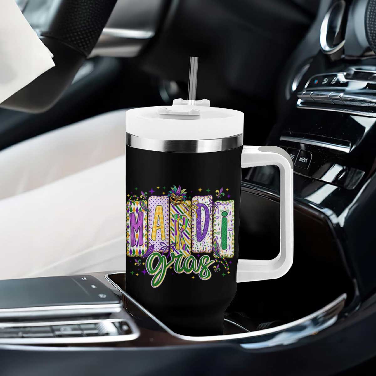 Mardi Gras Tumbler With Handle New Orleans Carnival Girly Fat Tuesday TS11 Print Your Wear