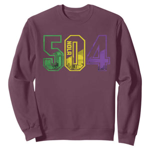 Mardi Gras 504 Nola New Orleans Louisiana LA Sweatshirt TS11 Maroon Print Your Wear