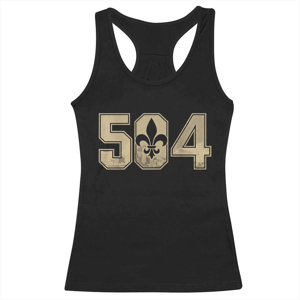 504 Nola New Orleans Louisiana LA Racerback Tank Top Fleur De Lis TS11 Black Print Your Wear
