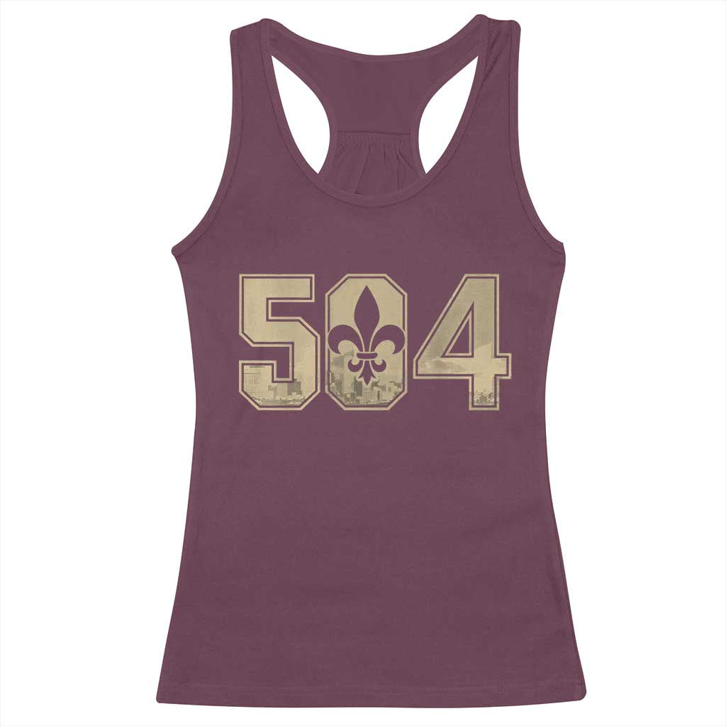 504 Nola New Orleans Louisiana LA Racerback Tank Top Fleur De Lis TS11 Maroon Print Your Wear