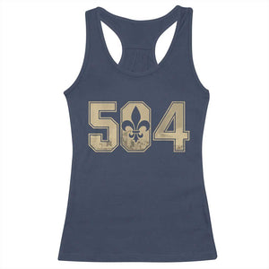 504 Nola New Orleans Louisiana LA Racerback Tank Top Fleur De Lis TS11 Navy Print Your Wear