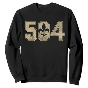 504 Nola New Orleans Louisiana LA Sweatshirt Fleur De Lis TS11 Black Print Your Wear