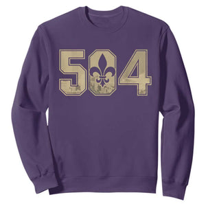 504 Nola New Orleans Louisiana LA Sweatshirt Fleur De Lis TS11 Purple Print Your Wear