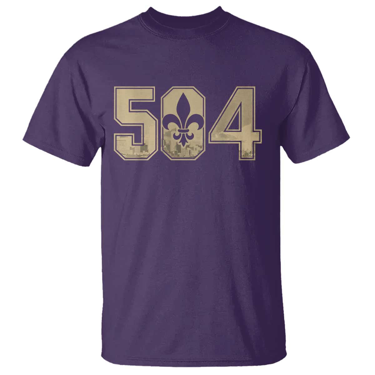 504 Nola New Orleans Louisiana LA T Shirt Fleur De Lis TS11 Purple Print Your Wear