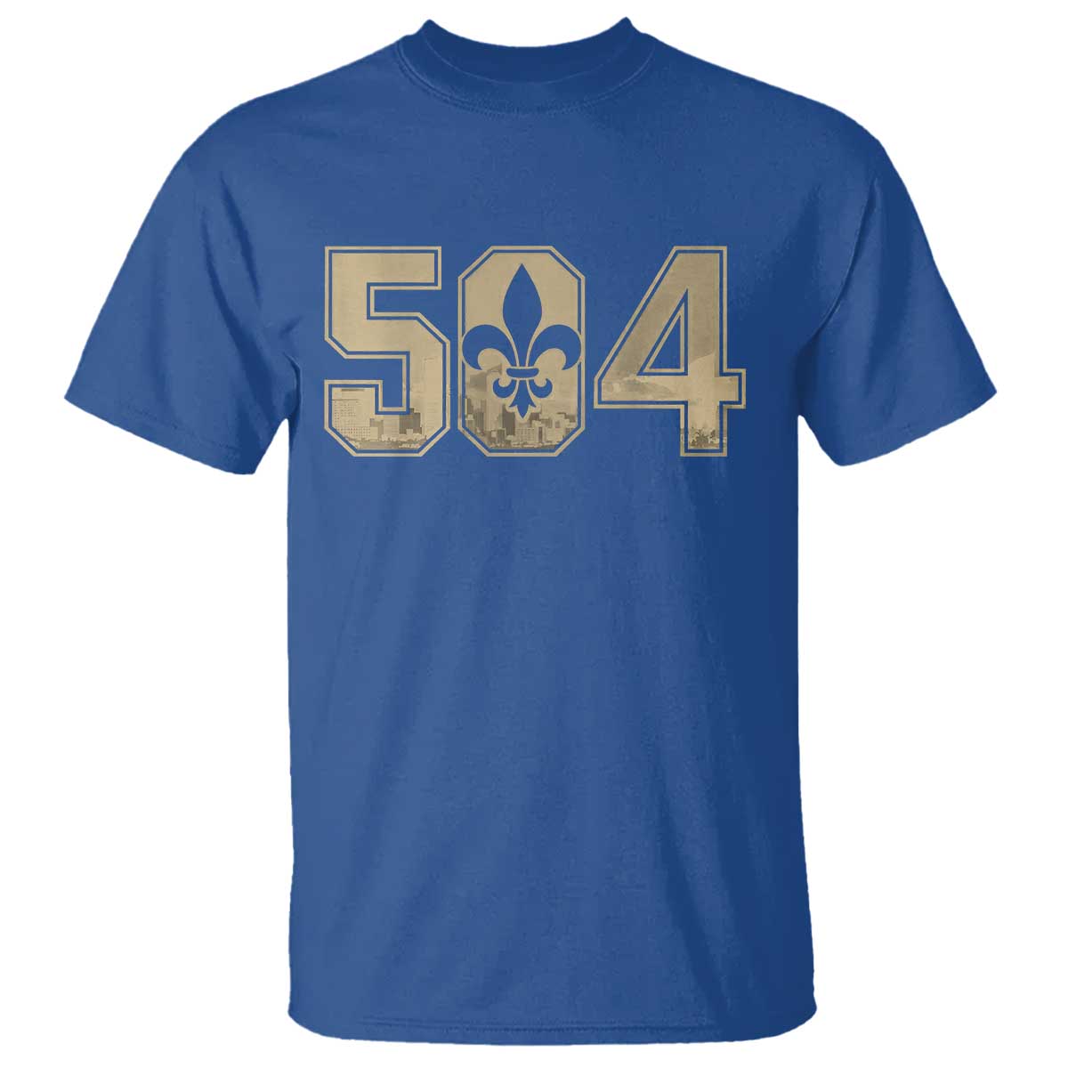 504 Nola New Orleans Louisiana LA T Shirt Fleur De Lis TS11 Royal Blue Print Your Wear