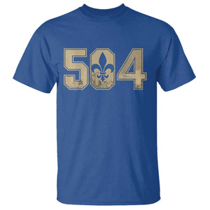 504 Nola New Orleans Louisiana LA T Shirt Fleur De Lis TS11 Royal Blue Print Your Wear