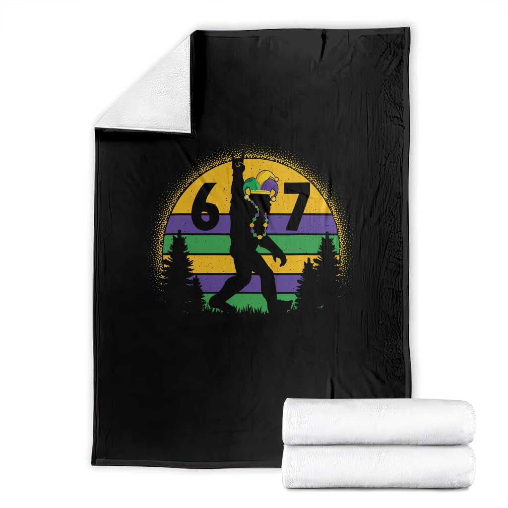 Funny Bigfoot 67 Mardi Gras Throw Blanket Sasquatch Parade Jester Hat TS11 Black Print Your Wear