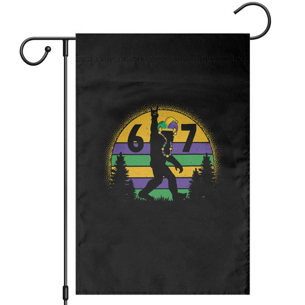Funny Bigfoot 67 Mardi Gras Garden Flag Sasquatch Parade Jester Hat TS11 Black Print Your Wear