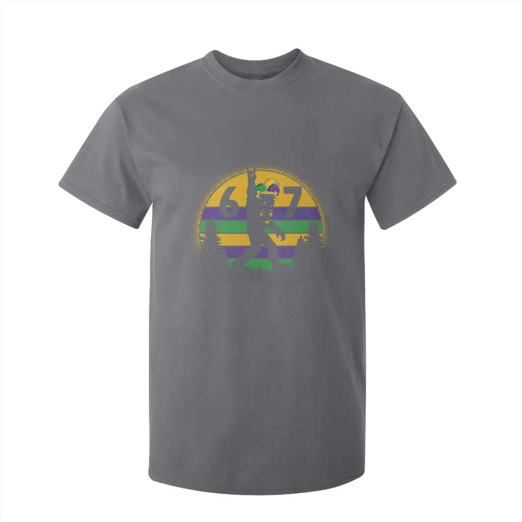 Funny Bigfoot 67 Mardi Gras T Shirt For Kid Sasquatch Parade Jester Hat TS11 Charcoal Print Your Wear