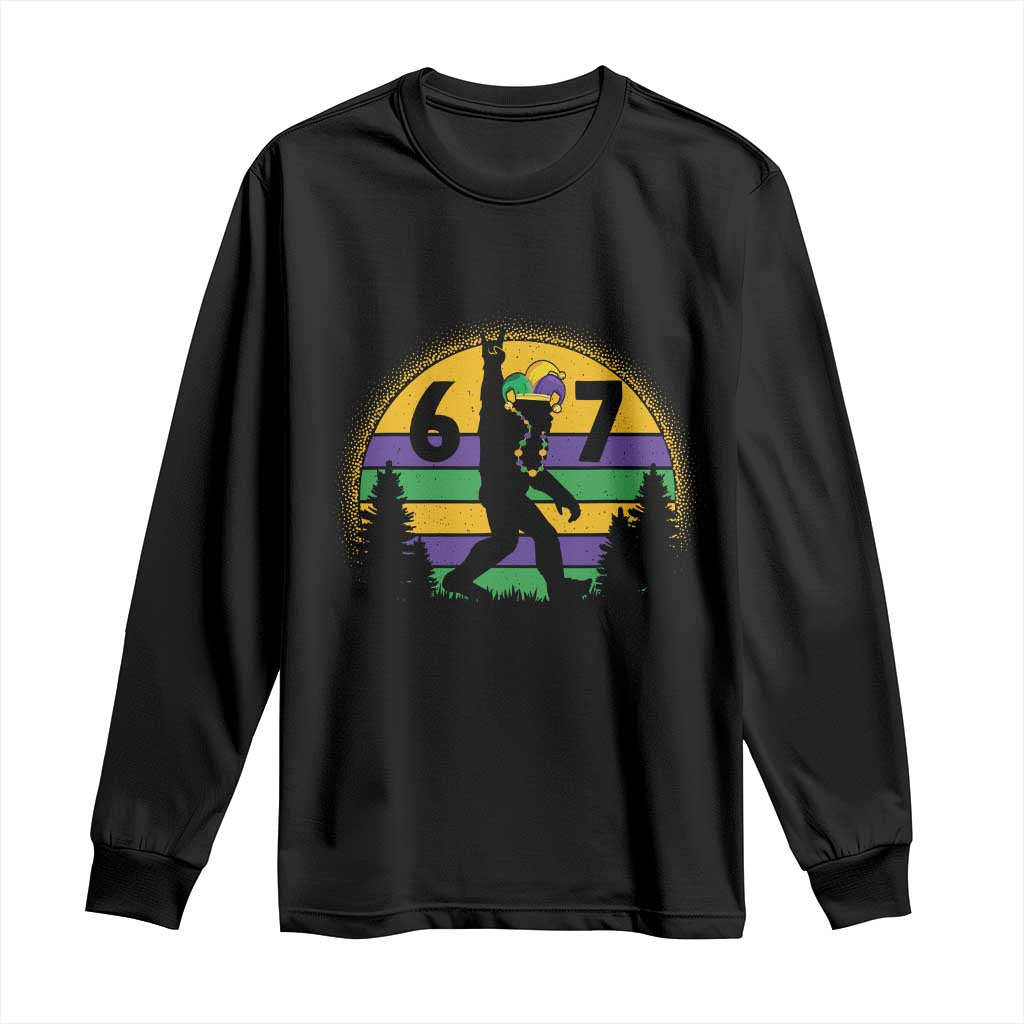 Funny Bigfoot 67 Mardi Gras Long Sleeve Shirt Sasquatch Parade Jester Hat TS11 Black Print Your Wear