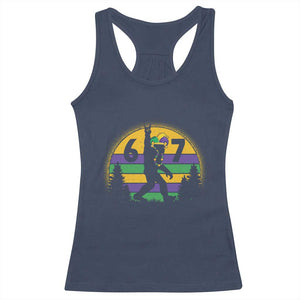 Funny Bigfoot 67 Mardi Gras Racerback Tank Top Sasquatch Parade Jester Hat TS11 Navy Print Your Wear