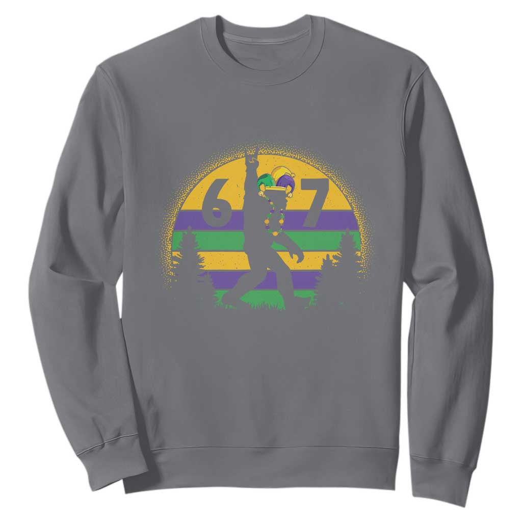 Funny Bigfoot 67 Mardi Gras Sweatshirt Sasquatch Parade Jester Hat TS11 Charcoal Print Your Wear