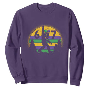 Funny Bigfoot 67 Mardi Gras Sweatshirt Sasquatch Parade Jester Hat TS11 Purple Print Your Wear