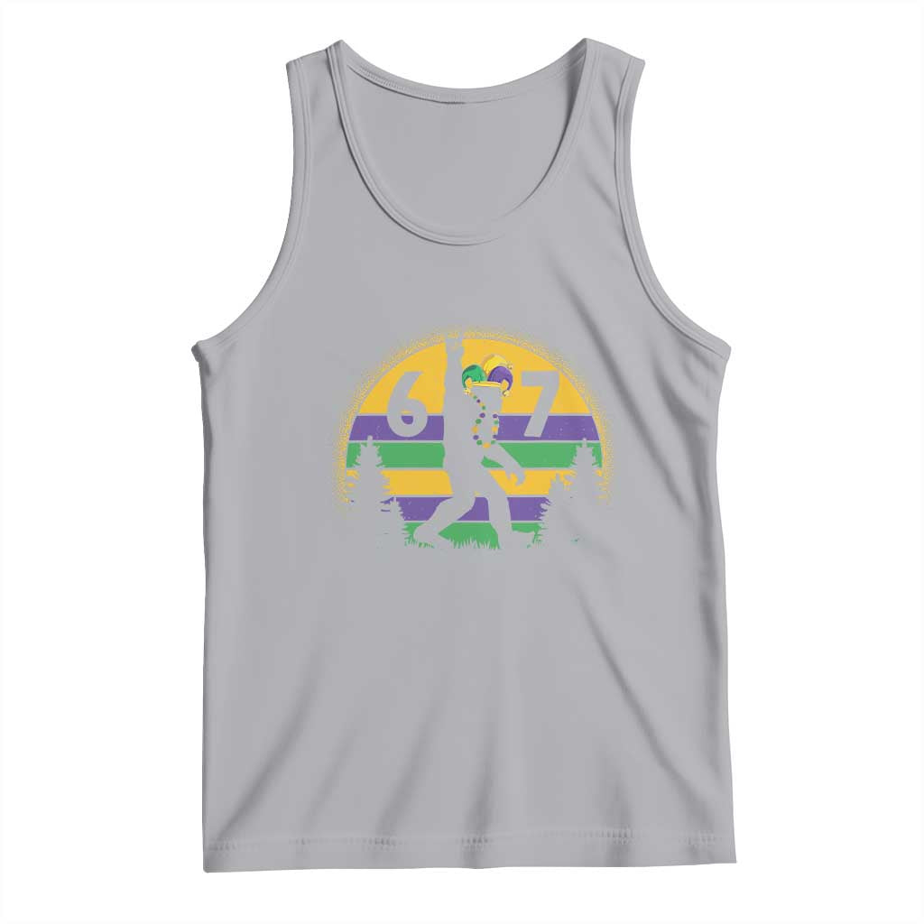 Funny Bigfoot 67 Mardi Gras Tank Top Sasquatch Parade Jester Hat TS11 Athletic Heather Print Your Wear