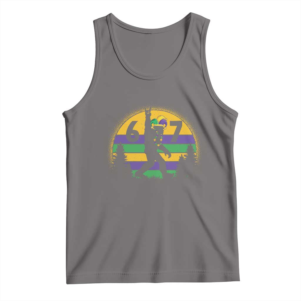 Funny Bigfoot 67 Mardi Gras Tank Top Sasquatch Parade Jester Hat TS11 Deep Heather Print Your Wear