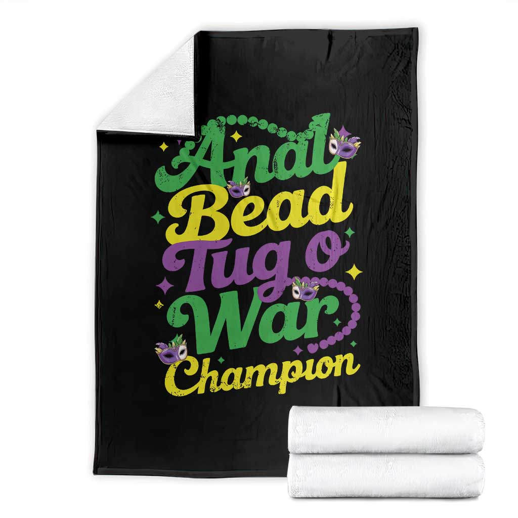 Funny Anal Bead Tug O War Mardi Gras Throw Blanket Fat Tuesday Carnival Adult Humor TS11 Black Print Your Wear