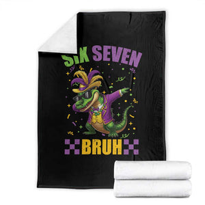 Funny 67 Mardi Gras Alligator Throw Blanket Six Seven Bruh Mardigator Dabbing Crocodile TS11 Black Print Your Wear