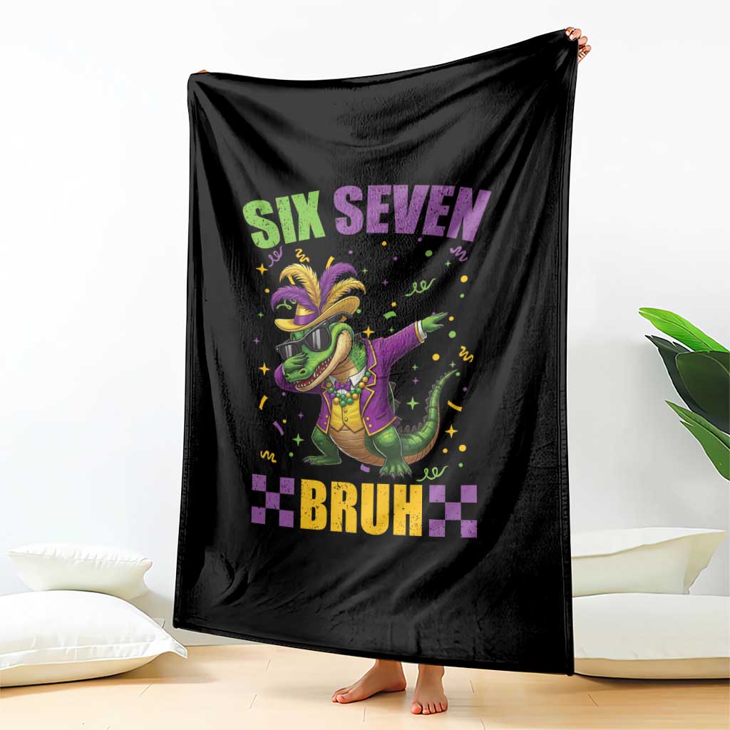 Funny 67 Mardi Gras Alligator Throw Blanket Six Seven Bruh Mardigator Dabbing Crocodile TS11 Print Your Wear