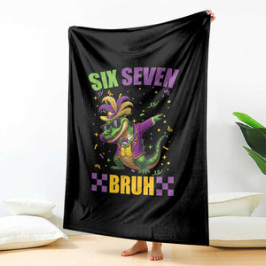 Funny 67 Mardi Gras Alligator Throw Blanket Six Seven Bruh Mardigator Dabbing Crocodile TS11 Print Your Wear