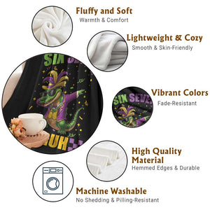 Funny 67 Mardi Gras Alligator Throw Blanket Six Seven Bruh Mardigator Dabbing Crocodile TS11 Print Your Wear