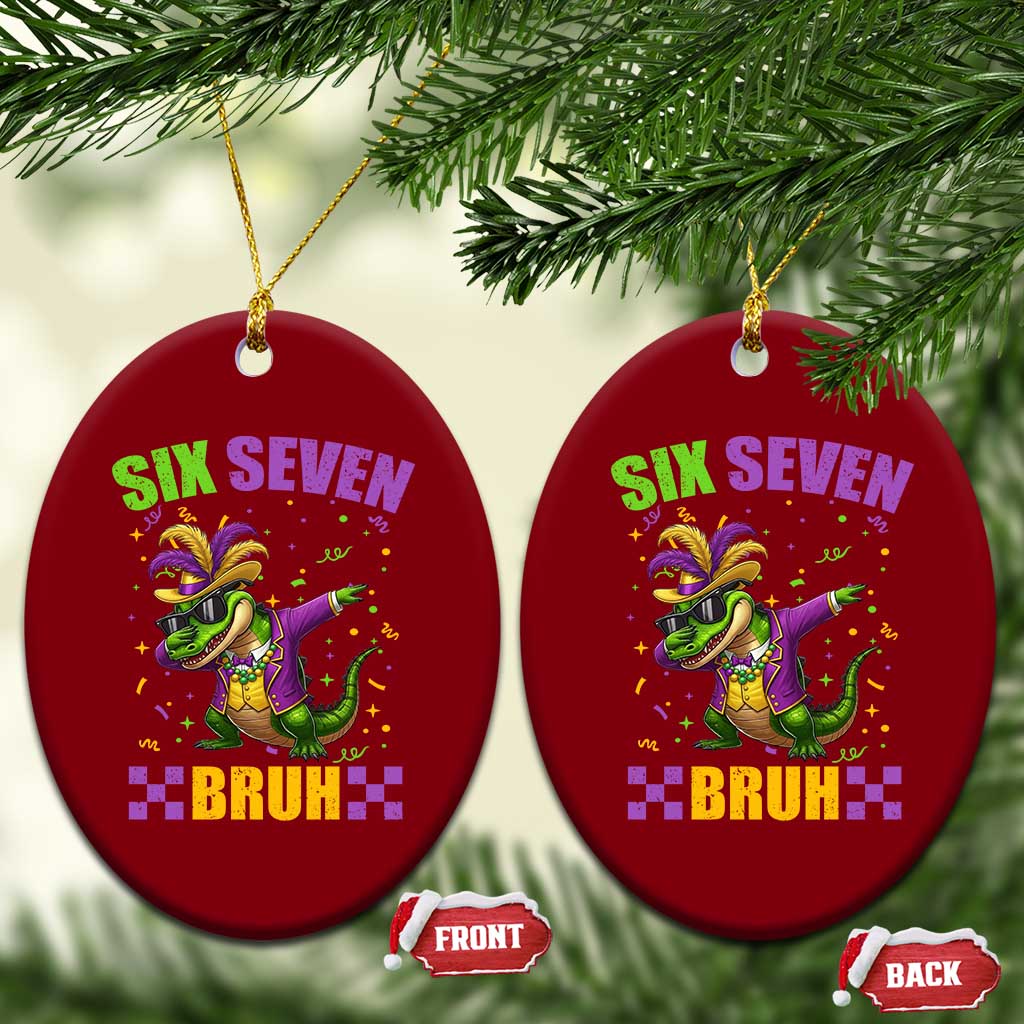 Funny 67 Mardi Gras Alligator Ceramic Ornament Six Seven Bruh Mardigator Dabbing Crocodile TS11 Print Your Wear