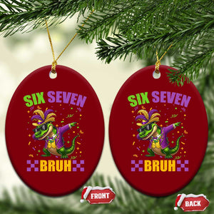 Funny 67 Mardi Gras Alligator Ceramic Ornament Six Seven Bruh Mardigator Dabbing Crocodile TS11 Print Your Wear