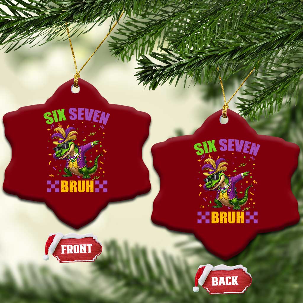 Funny 67 Mardi Gras Alligator Ceramic Ornament Six Seven Bruh Mardigator Dabbing Crocodile TS11 Print Your Wear