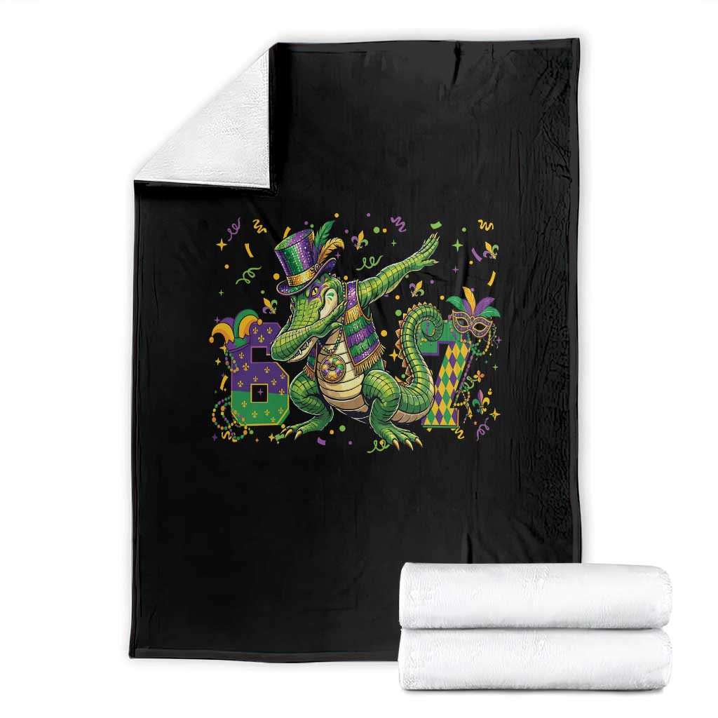 Funny Dabbing Alligator 67 Mardi Gras Six Seven Meme Throw Blanket TS11 Black Print Your Wear