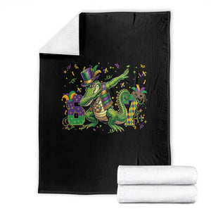 Funny Dabbing Alligator 67 Mardi Gras Six Seven Meme Throw Blanket TS11 Black Print Your Wear