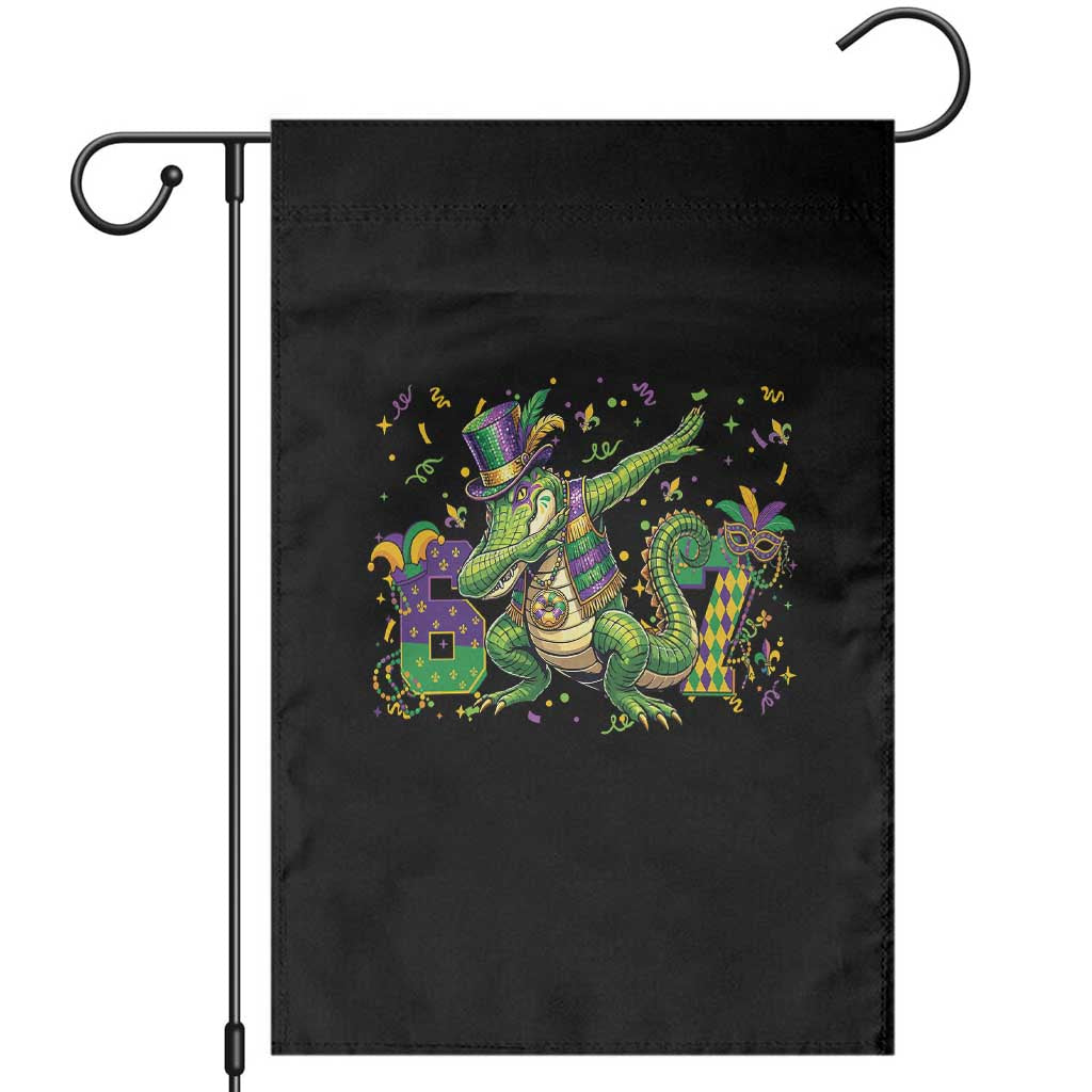 Funny Dabbing Alligator 67 Mardi Gras Six Seven Meme Garden Flag TS11 Black Print Your Wear