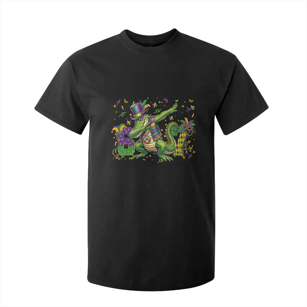 Funny Dabbing Alligator 67 Mardi Gras Six Seven Meme T Shirt For Kid TS11 Black Print Your Wear