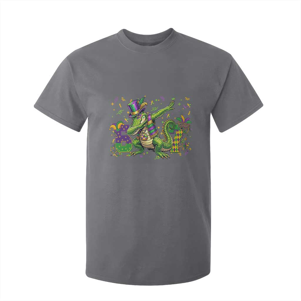 Funny Dabbing Alligator 67 Mardi Gras Six Seven Meme T Shirt For Kid TS11 Charcoal Print Your Wear