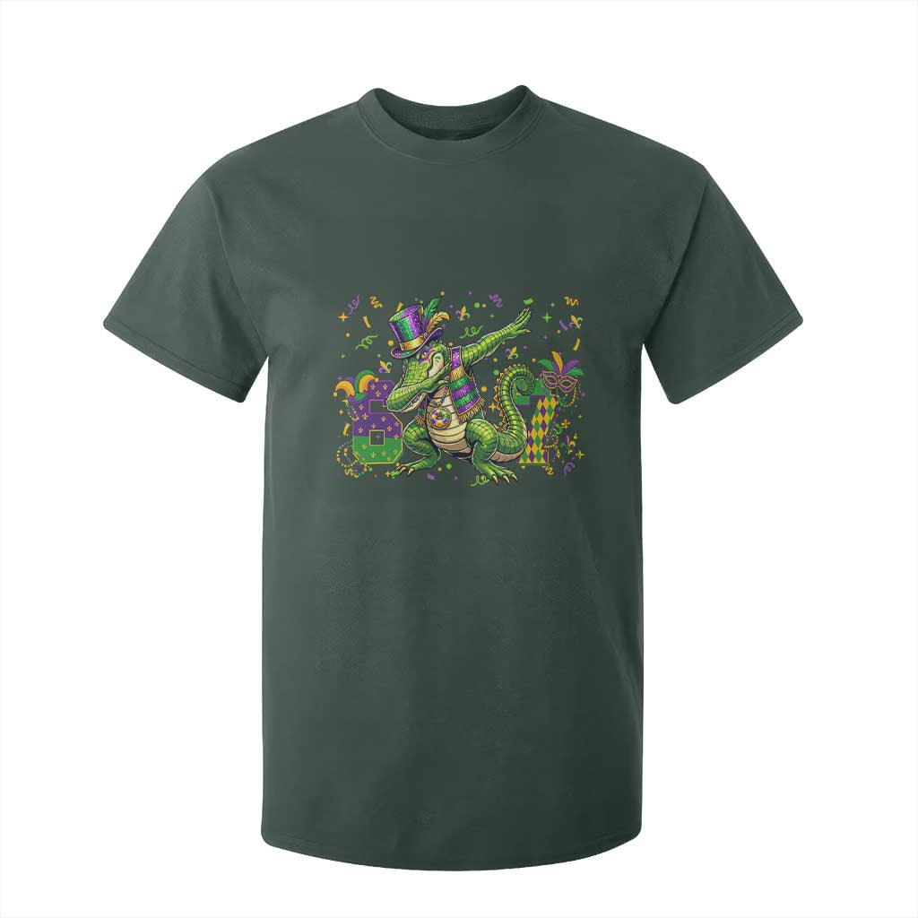 Funny Dabbing Alligator 67 Mardi Gras Six Seven Meme T Shirt For Kid TS11 Dark Forest Green Print Your Wear