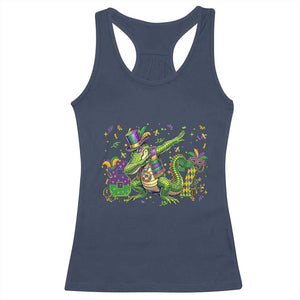 Funny Dabbing Alligator 67 Mardi Gras Six Seven Meme Racerback Tank Top TS11 Navy Print Your Wear