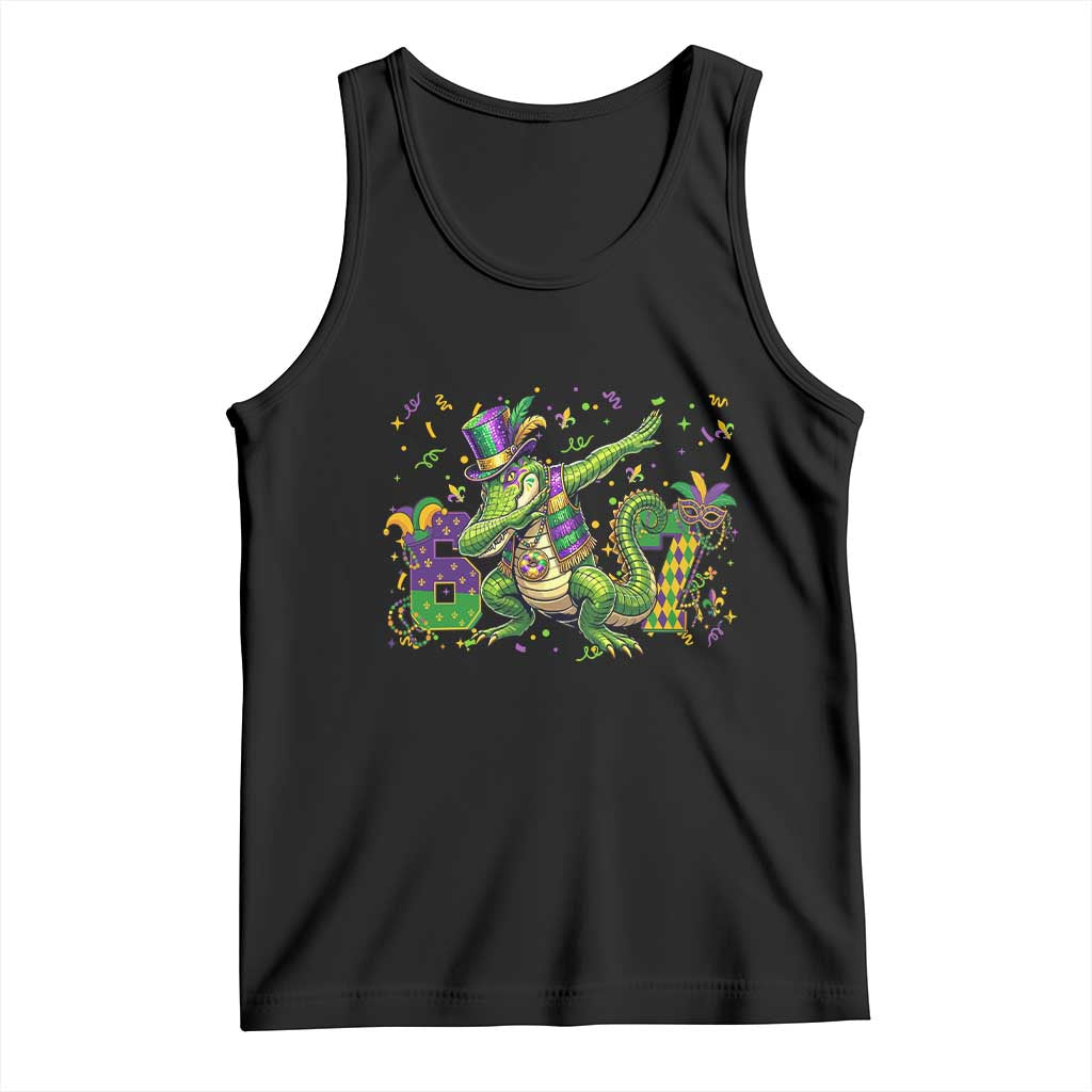 Funny Dabbing Alligator 67 Mardi Gras Six Seven Meme Tank Top TS11 Black Print Your Wear