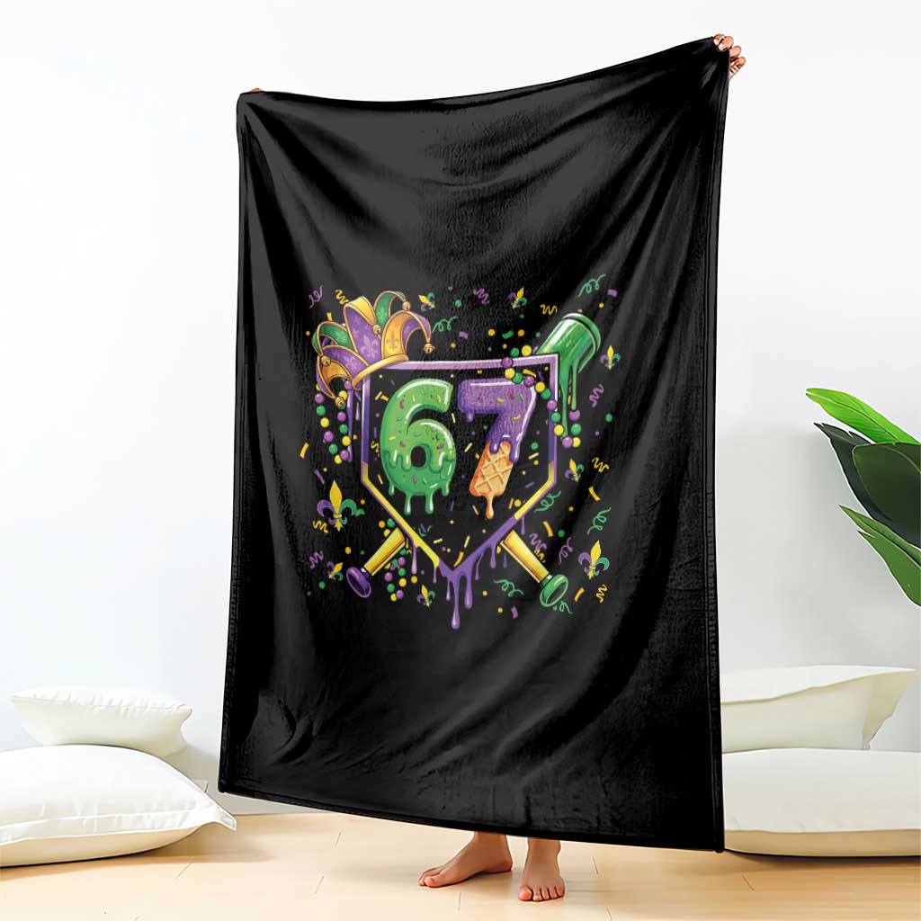 Funny Baseball Mardi Gras 67 Ice Cream Drip Throw Blanket Six Seven Meme Carnival TS11 Print Your Wear