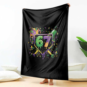 Funny Baseball Mardi Gras 67 Ice Cream Drip Throw Blanket Six Seven Meme Carnival TS11 Print Your Wear