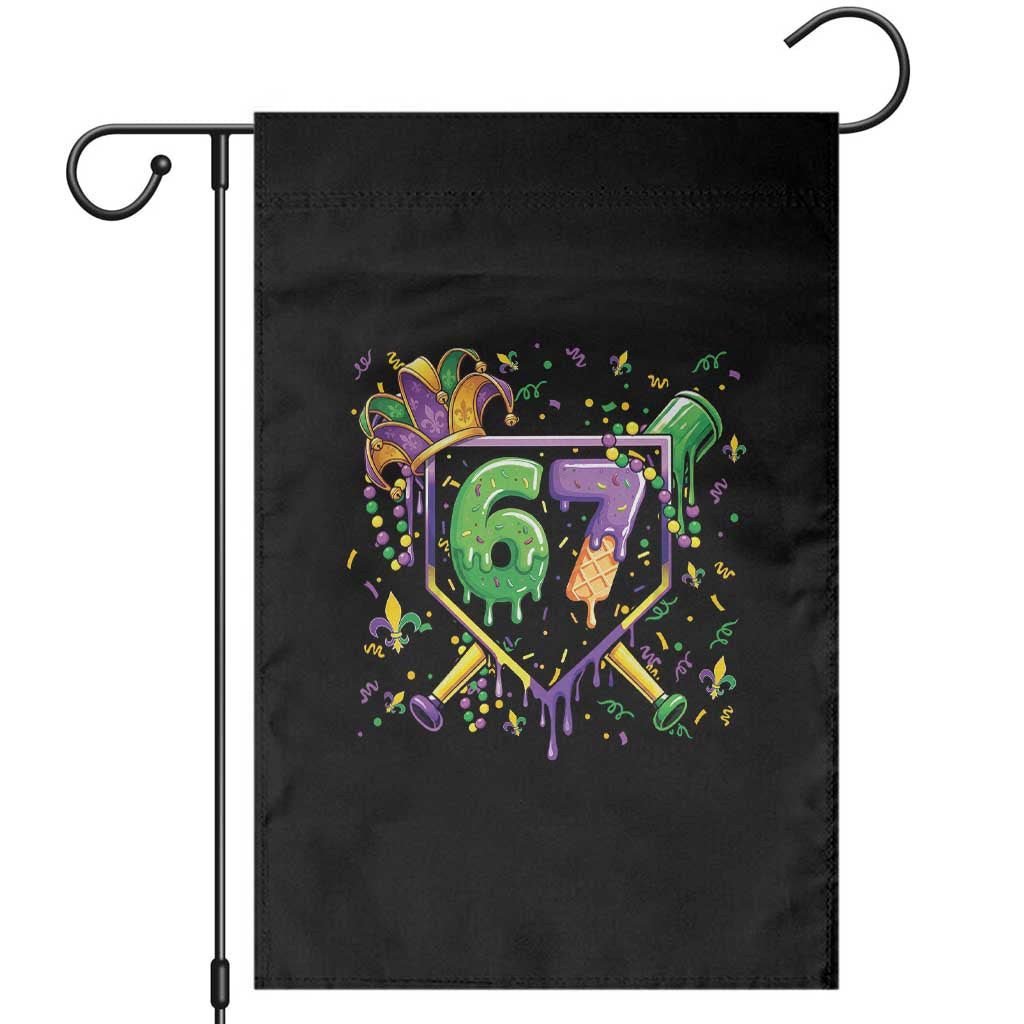 Funny Baseball Mardi Gras 67 Ice Cream Drip Garden Flag Six Seven Meme Carnival TS11 Black Print Your Wear