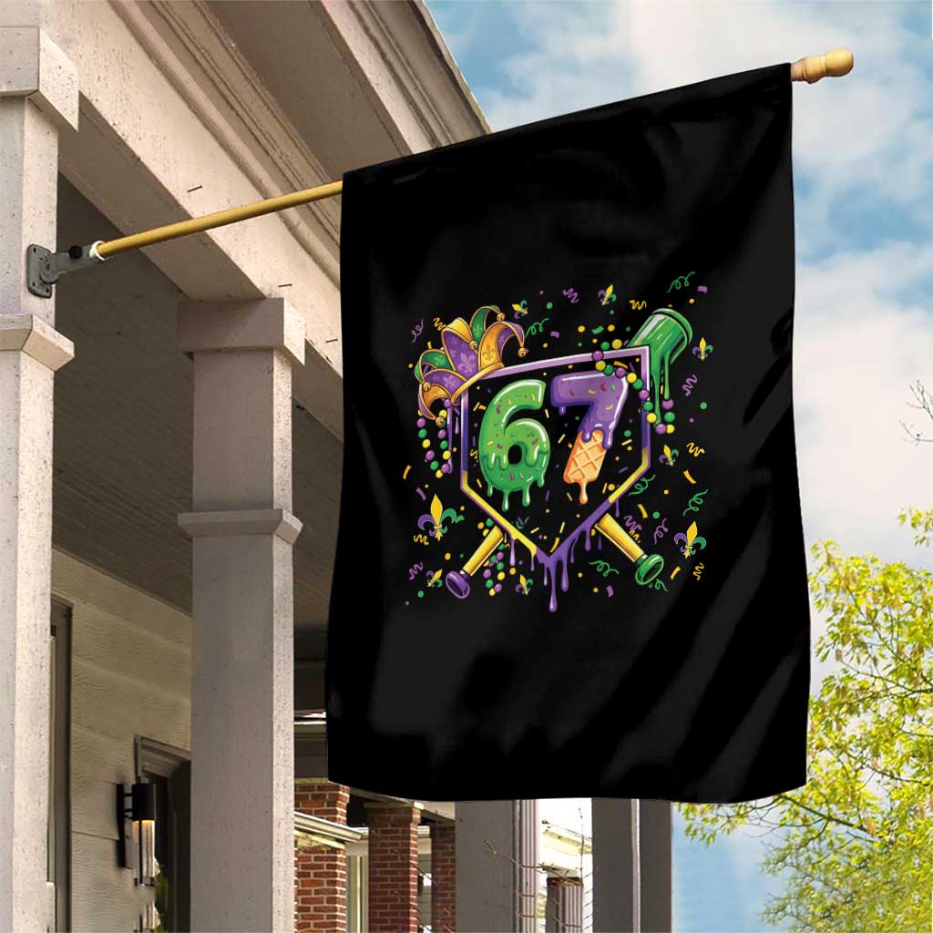 Funny Baseball Mardi Gras 67 Ice Cream Drip Garden Flag Six Seven Meme Carnival TS11 Print Your Wear