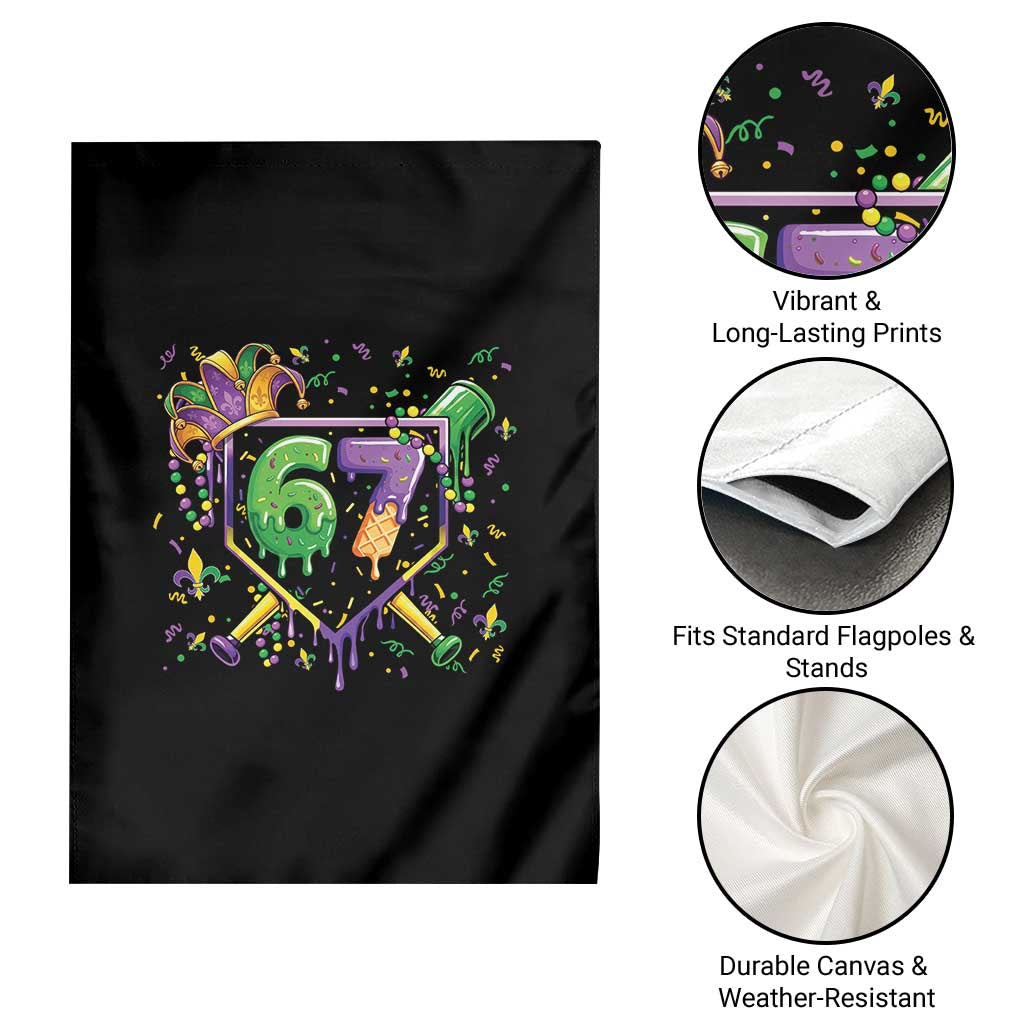 Funny Baseball Mardi Gras 67 Ice Cream Drip Garden Flag Six Seven Meme Carnival TS11 Print Your Wear