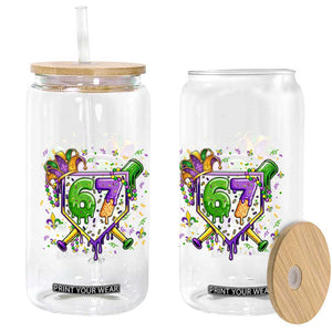 Funny Baseball Mardi Gras 67 Ice Cream Drip Glass Can Six Seven Meme Carnival TS11 Print Your Wear