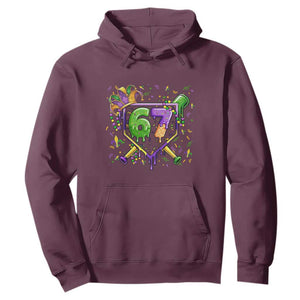 Funny Baseball Mardi Gras 67 Ice Cream Drip Hoodie Six Seven Meme Carnival TS11 Maroon Print Your Wear